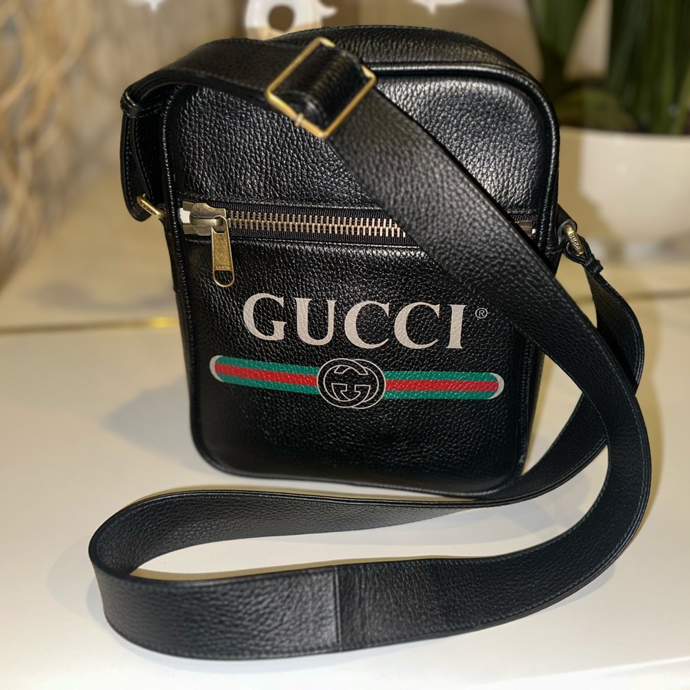 Gucci Logo Print Leather Crossbody